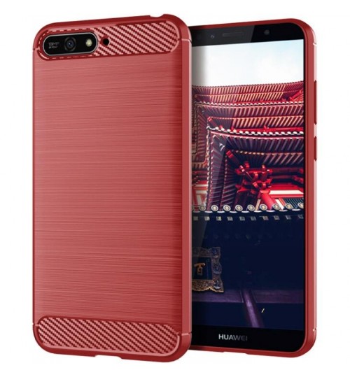 Huawei Y6 2018 Case Carbon Fibre Shockproof Armour Case