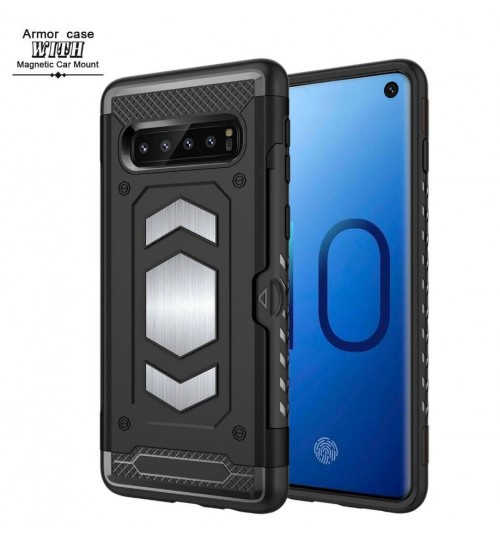Galaxy S10 PLUS Case Armor Rugged Holster card clip case with magnetic
