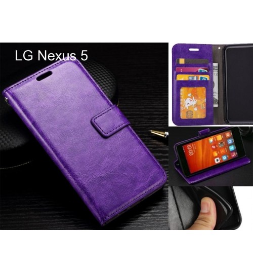 Lg Nexus 5 Case Fine Leather Wallet Case - Purple