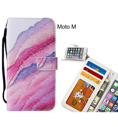 Moto M case leather wallet case printed ID