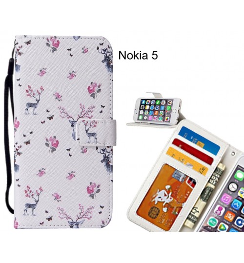 Nokia 5 case leather wallet case printed ID