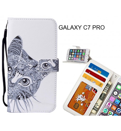 GALAXY C7 PRO case leather wallet case printed ID