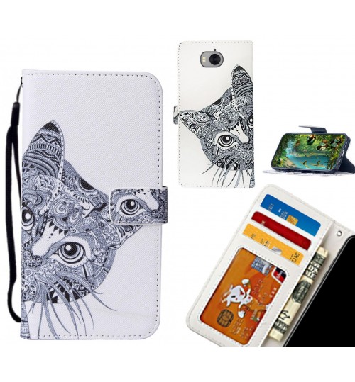 Huawei Y5 2017 case leather wallet case printed ID