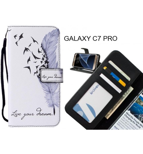 GALAXY C7 PRO case leather wallet case printed ID