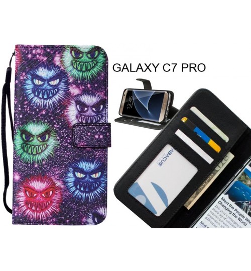 GALAXY C7 PRO case leather wallet case printed ID