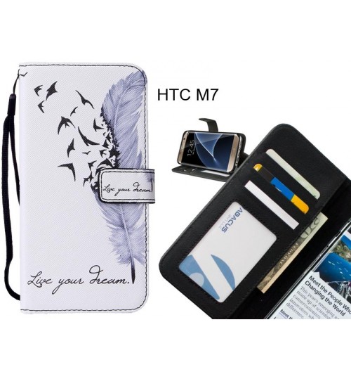 HTC M7 case leather wallet case printed ID