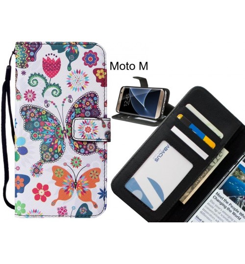 Moto M case leather wallet case printed ID