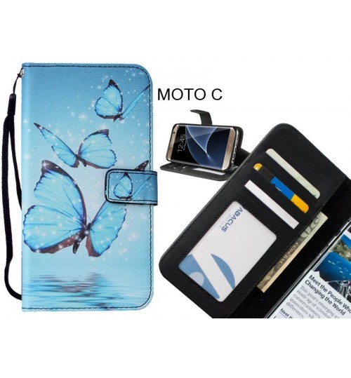 MOTO C case leather wallet case printed ID