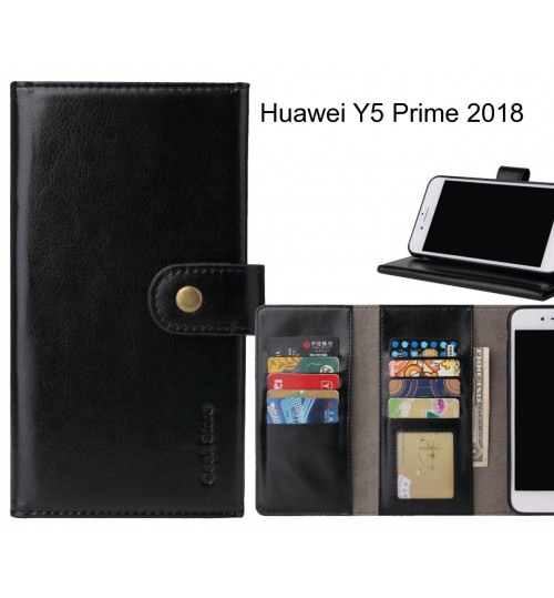 Huawei Y5 Prime 2018 Case 9 Card Slots Wallet Leather Case Folding Stand - Black
