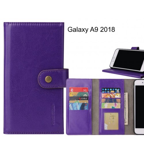 Galaxy A9 2018 Case 9 Card Slots Wallet Leather Case Folding Stand - Purple