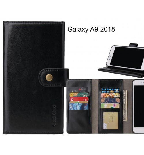 Galaxy A9 2018 Case 9 Card Slots Wallet Leather Case Folding Stand - Black