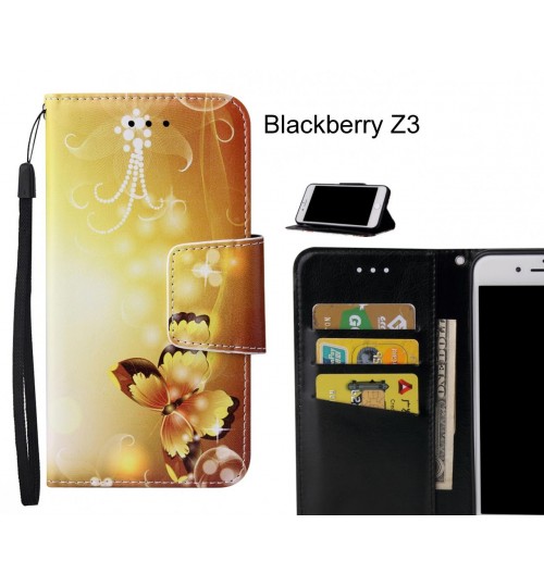 Blackberry Z3 Case wallet fine leather case printed