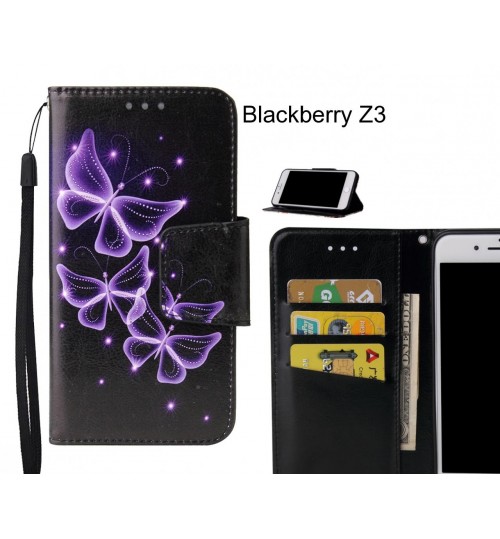 Blackberry Z3 Case wallet fine leather case printed