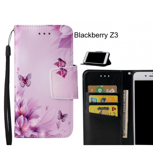 Blackberry Z3 Case wallet fine leather case printed