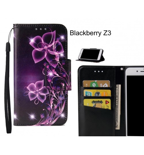 Blackberry Z3 Case wallet fine leather case printed