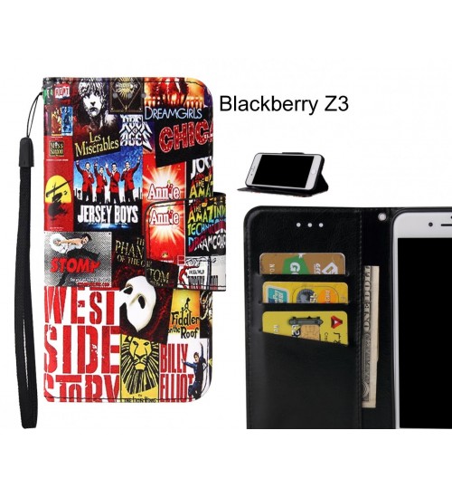 Blackberry Z3 Case wallet fine leather case printed