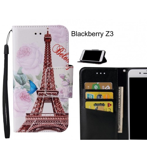 Blackberry Z3 Case wallet fine leather case printed