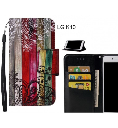 LG K10 Case wallet fine leather case printed