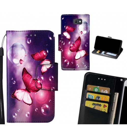 Galaxy J7 Prime Case wallet fine leather case printed