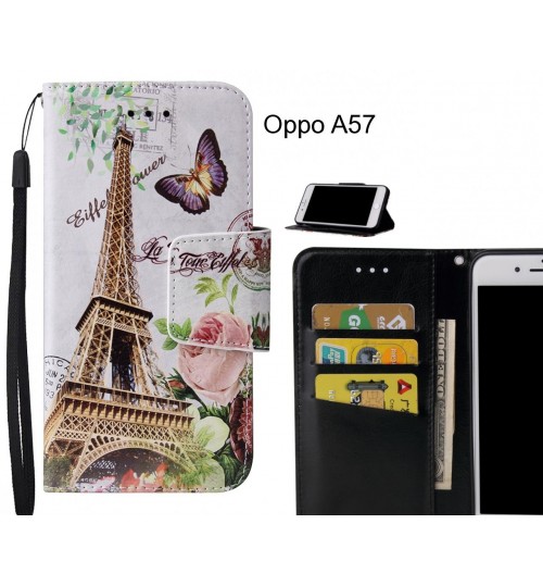 Oppo A57 Case wallet fine leather case printed