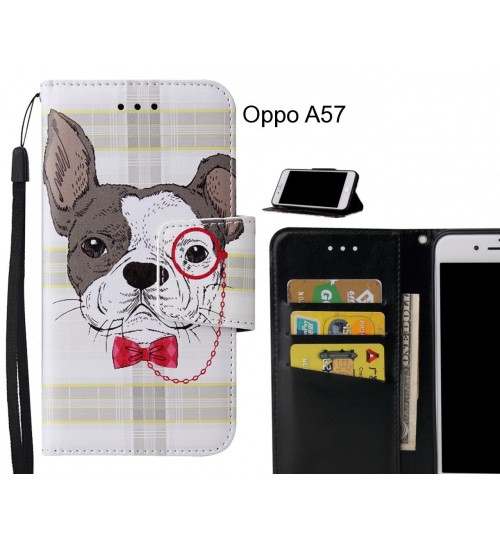 Oppo A57 Case wallet fine leather case printed