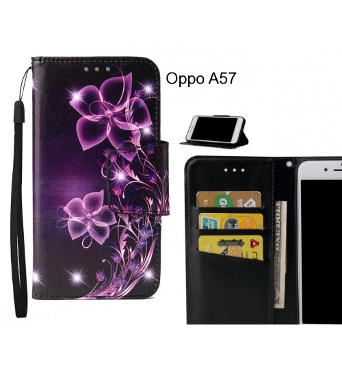 Oppo A57 Case wallet fine leather case printed