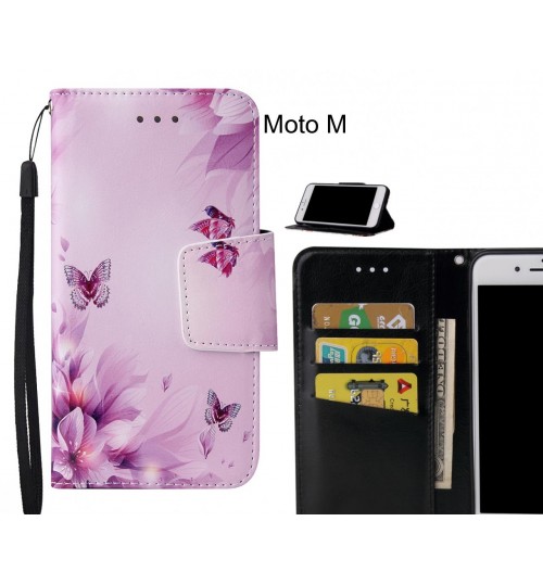 Moto M Case wallet fine leather case printed