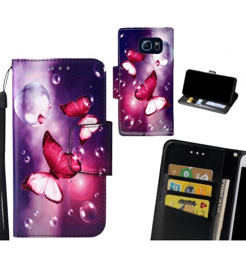 Galaxy S6 Case wallet fine leather case printed