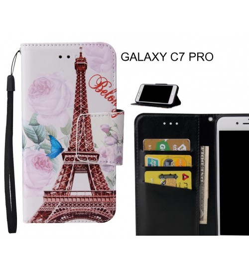 GALAXY C7 PRO Case wallet fine leather case printed