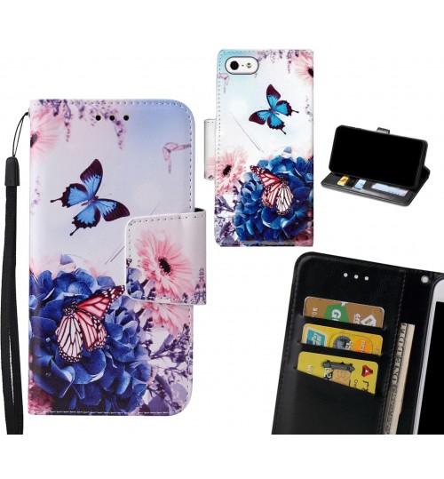 IPHONE 5 Case wallet fine leather case printed