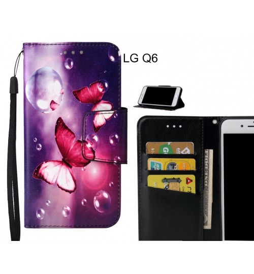 LG Q6 Case wallet fine leather case printed