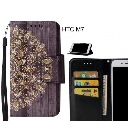 HTC M7 Case wallet fine leather case printed