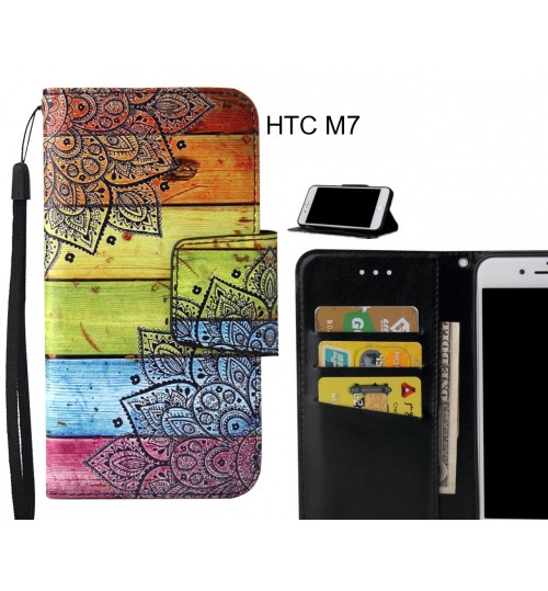HTC M7 Case wallet fine leather case printed