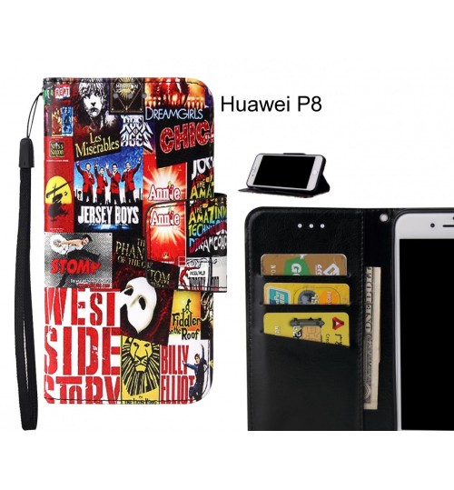 Huawei P8 Case wallet fine leather case printed