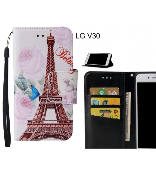 LG V30 Case wallet fine leather case printed