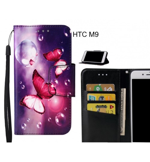 HTC M9 Case wallet fine leather case printed