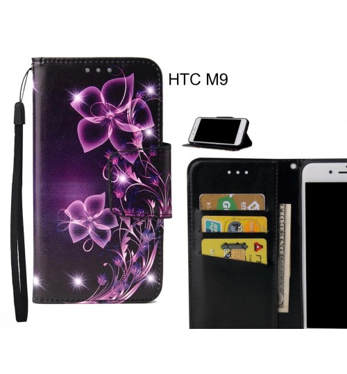HTC M9 Case wallet fine leather case printed