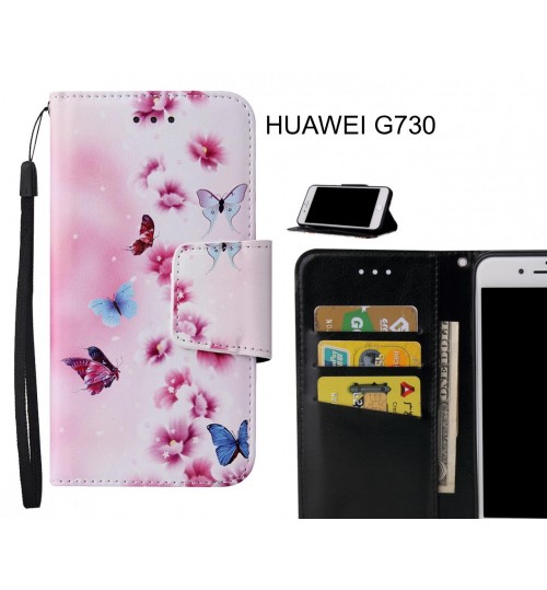 HUAWEI G730 Case wallet fine leather case printed