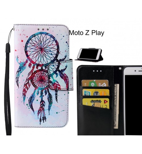 Moto Z Play Case wallet fine leather case printed