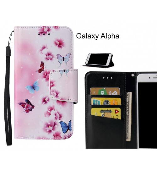 Galaxy Alpha Case wallet fine leather case printed