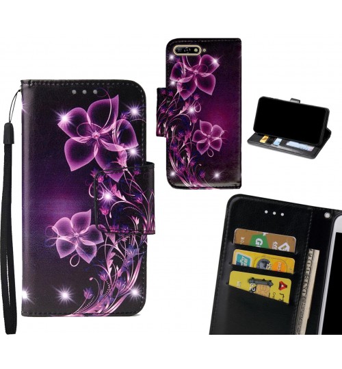 Huawei Y6 2018 Case wallet fine leather case printed