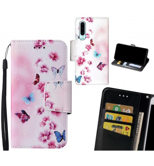 Huawei P30 Case wallet fine leather case printed