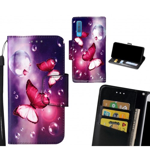 GALAXY A7 2018 Case wallet fine leather case printed