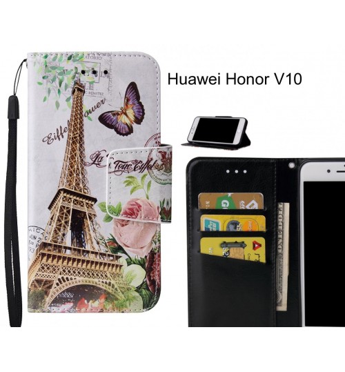 Huawei Honor V10 Case wallet fine leather case printed
