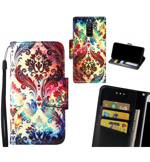 Galaxy A6 PLUS 2018 Case wallet fine leather case printed