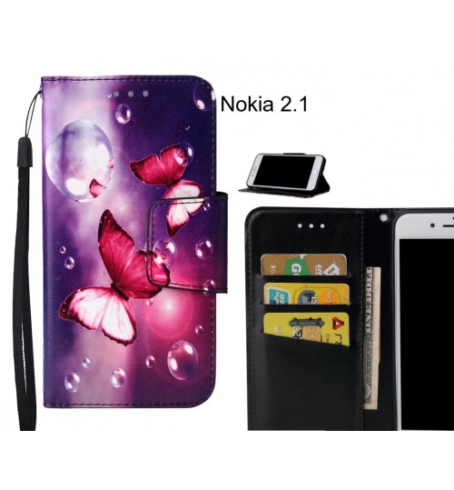 Nokia 2.1 Case wallet fine leather case printed