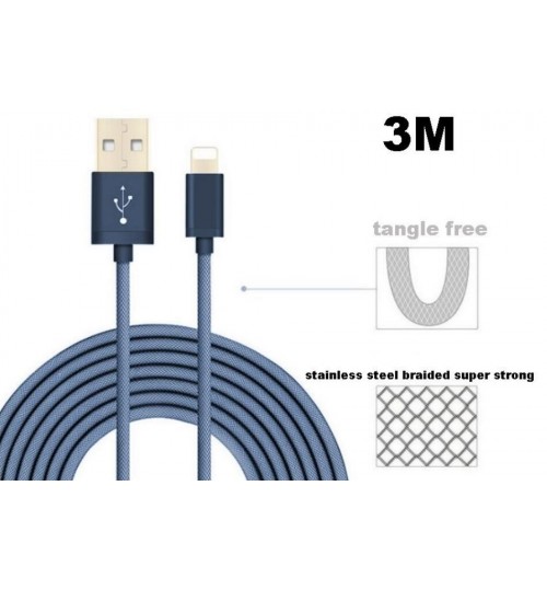 3M Iphone Ipad Lightning cable data charging cable braided Support latest IOS