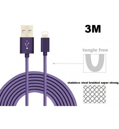 3M iPhone iPad Lightning cable data charging cable braided Support latest IOS