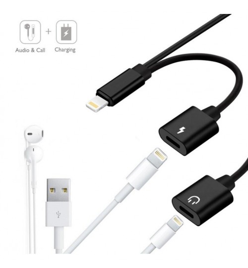 2 in 1 Audio Cable Dual Lightning Adapter for iPhone