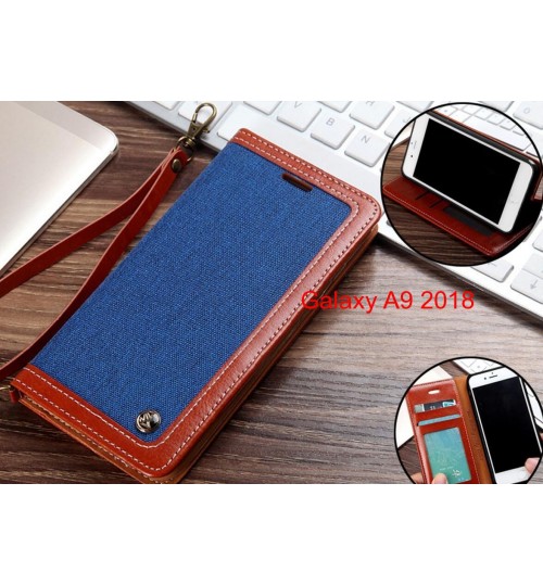 Galaxy A9 2018 Case Wallet Denim Leather Case - Blue